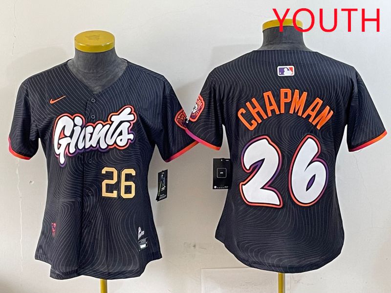 Youth San Francisco Giants #26 Chapman Black Joint Name Nike 2025 MLB Jersey style 2